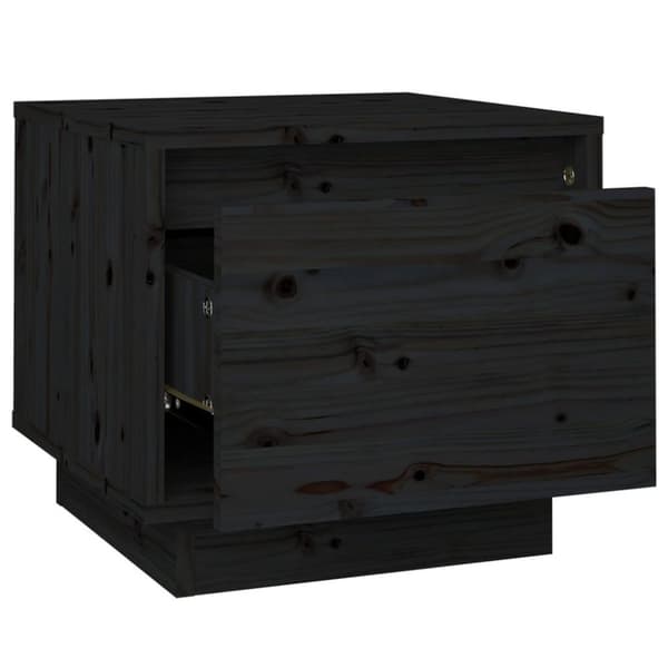 vidaXL Sängbord svart 35x34x32 cm massiv furu