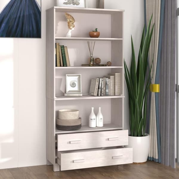 vidaXL Highboard HAMAR heltre furu hvit