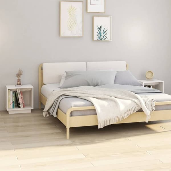 vidaXL sengeborde 2 stk. 40x30x40 cm massivt fyrretræ hvid