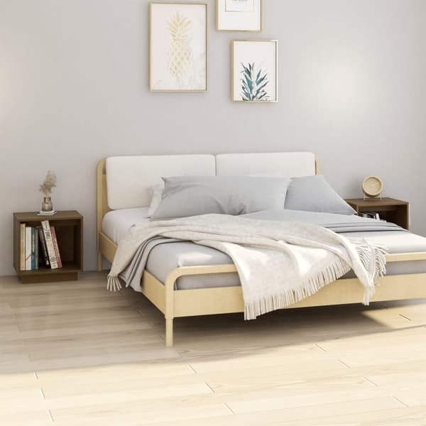 vidaXL sengeborde 2 stk. 40x30x40 cm massivt fyrretræ gyldenbrun