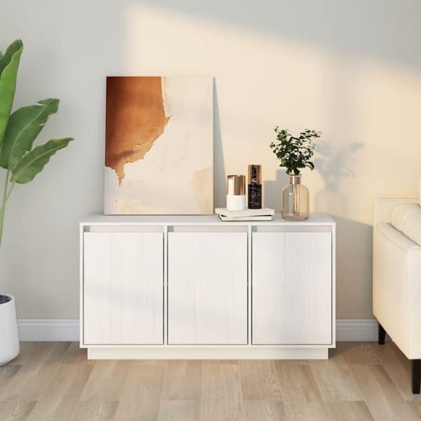 vidaXL Skjenk hvit 111x34x60 cm heltre furu