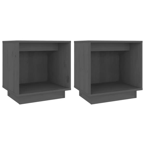 vidaXL sengeborde 2 stk. 40x30x40 cm massivt fyrretræ grå