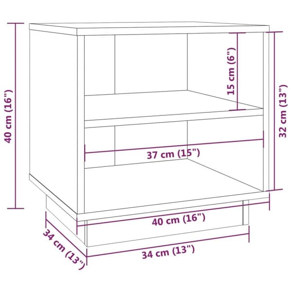 vidaXL Nattbord 40x34x40 cm heltre furu