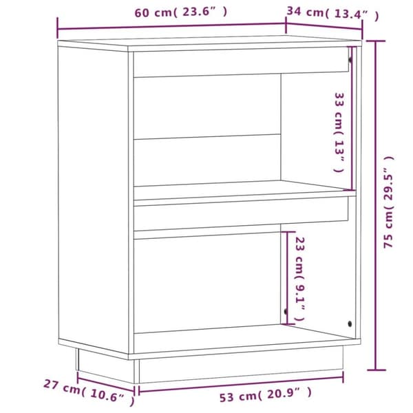 vidaXL Konsolikaappi valkoinen 60x34x75 cm täysi mänty