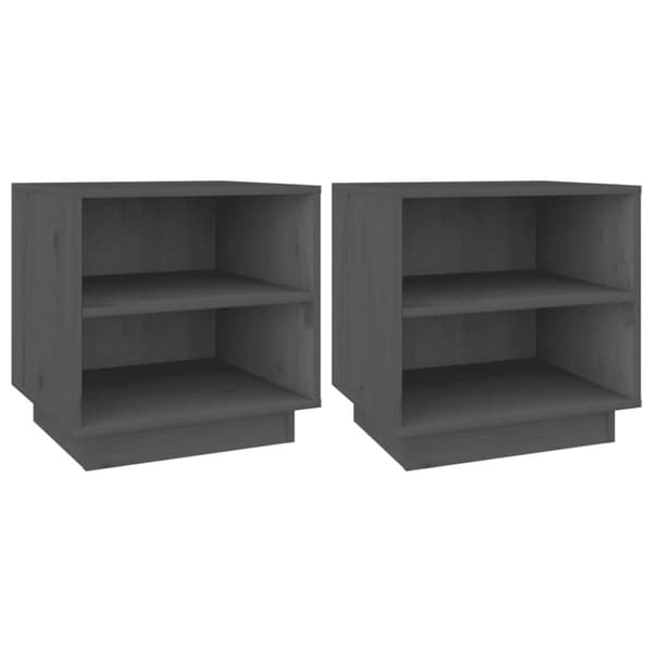 vidaXL Sängbord 2 st grå 40x34x40 cm massiv furu