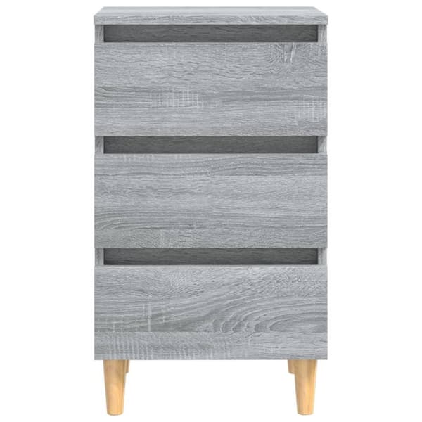 vidaXL sengebord med massive træben 40x35x69 cm grå sonoma-eg