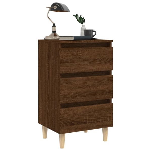 vidaXL Nattbord med ben i heltre brun eik 40x35x69 cm