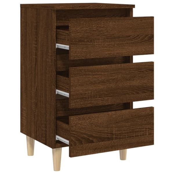 vidaXL Nattbord med ben i heltre brun eik 40x35x69 cm