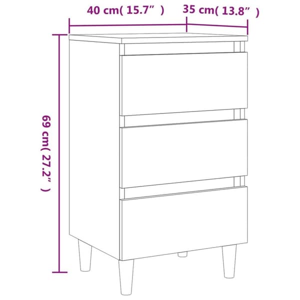 vidaXL Nattbord med ben i heltre brun eik 40x35x69 cm