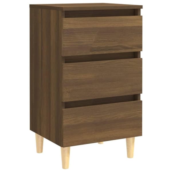 vidaXL Nattbord med ben i heltre brun eik 40x35x69 cm