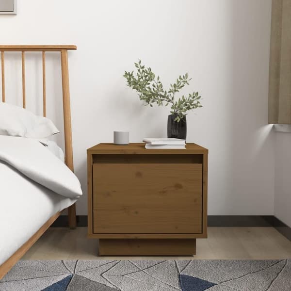 vidaXL Sängbord honungsbrun 35x34x32 cm massiv furu