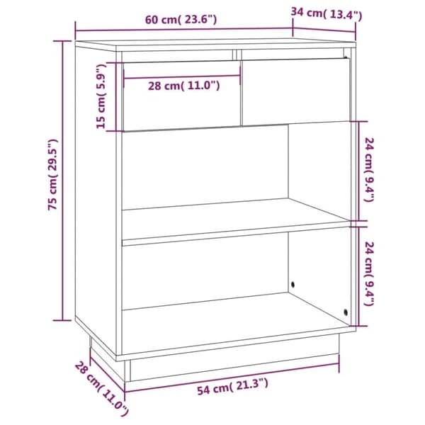 vidaXL Konsollskap honningbrun 60x34x75 cm heltre furu