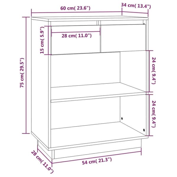 vidaXL Konsolbord 60x34x75 cm massiv furu