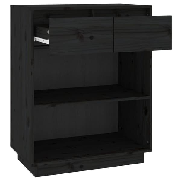 vidaXL Konsollskap svart 60x34x75 cm heltre furu