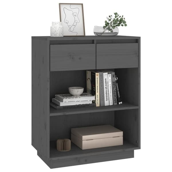 vidaXL Konsolbord grå 60x34x75 cm massiv furu