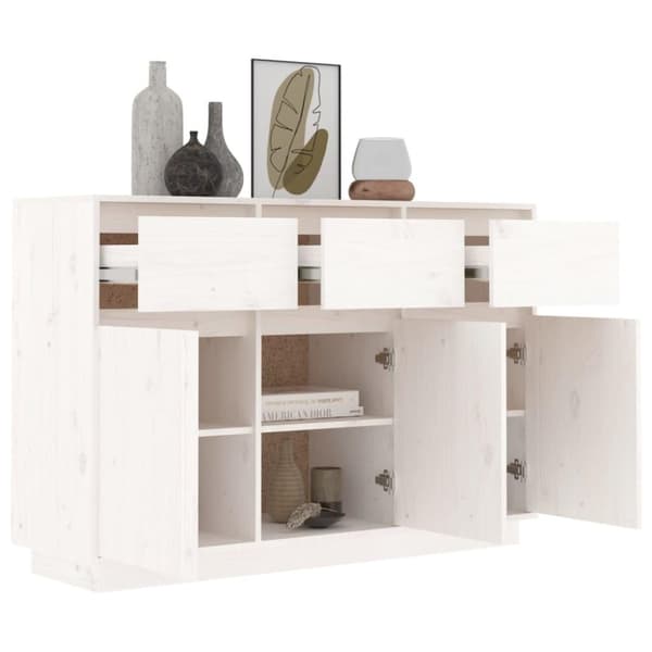 vidaXL Skjenk hvit 110x34x75 cm heltre furu