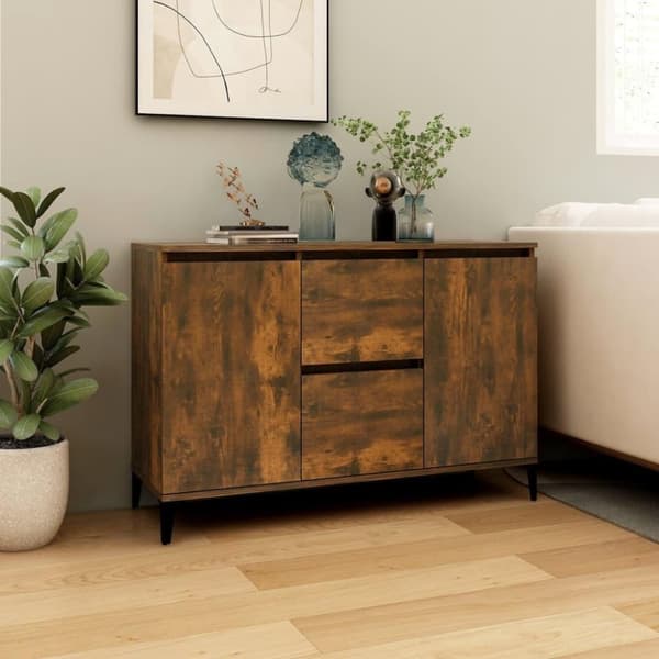 vidaXL Skjenk røkt eik 104x35x70 cm konstruert tre