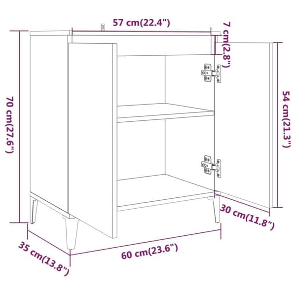 vidaXL Skjenk røkt eik 60x35x70 cm konstruert tre