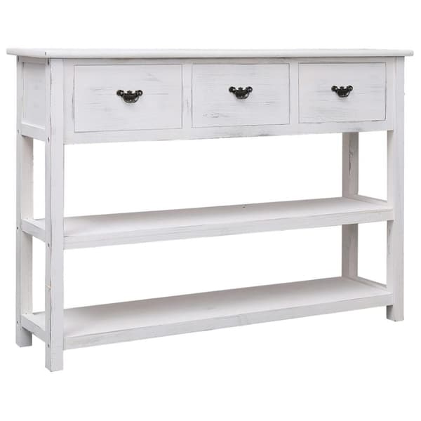 vidaXL skænk 108x30x76 cm massivt kejsertræ antikhvid