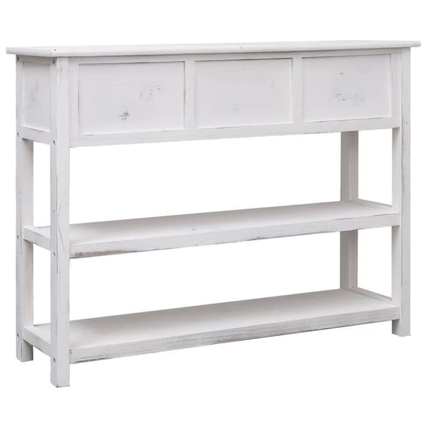 vidaXL skænk 108x30x76 cm massivt kejsertræ antikhvid