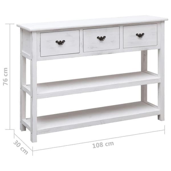 vidaXL skænk 108x30x76 cm massivt kejsertræ antikhvid