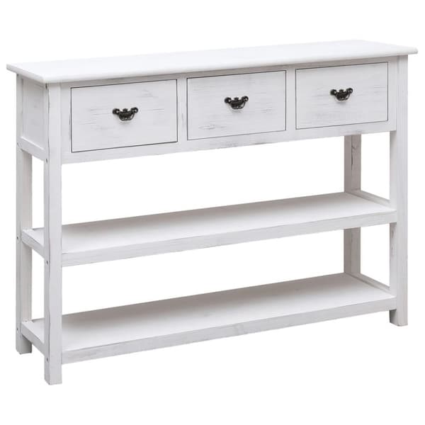 vidaXL skænk 108x30x76 cm massivt kejsertræ antikhvid