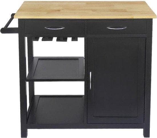 Sängbordet - sängbord på hjul - lådor Modern - förvaringsskåp - köksenhet - sängbord trä - förvaringsmöbler - 40 x 79 x 82 cm - svart/trä