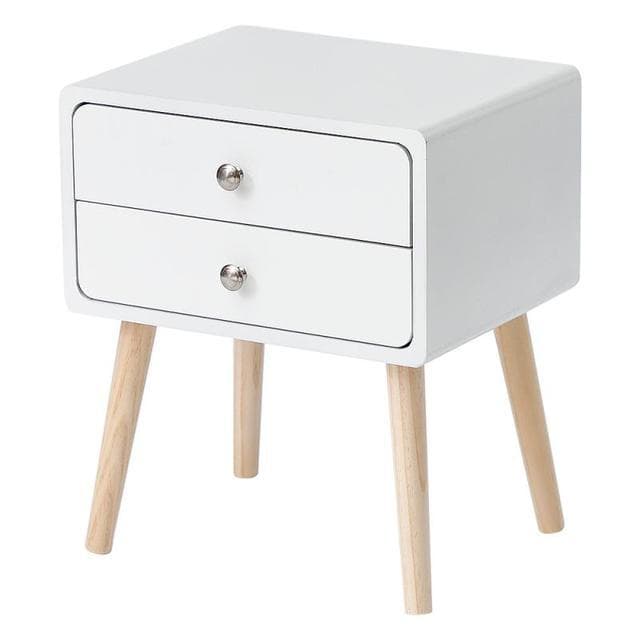 Sängbord med 2 lådor Square Bedroom Cabinets 42x32x50 White