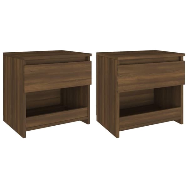 vidaXL Yöpöydät 2 kpl ruskea tammi 40x30x39 cm tekninen puu