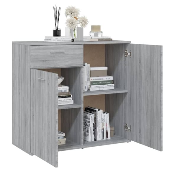 vidaXL skænk 80x36x75 cm konstrueret træ grå sonoma-eg