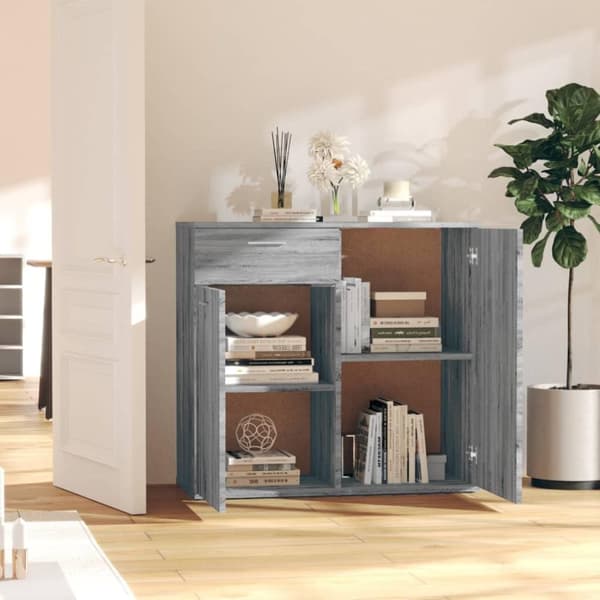 vidaXL skænk 80x36x75 cm konstrueret træ grå sonoma-eg