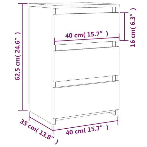 vidaXL Nattbord brun eik 40x35x62,5 cm konstruert tre