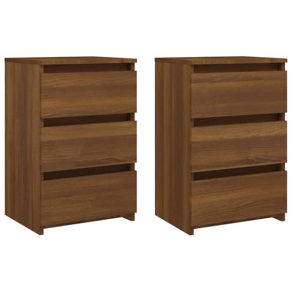 vidaXL Sängbord 2 st brun ek 40x35x62,5 cm konstruerat trä