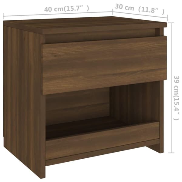 vidaXL Nattbord 2 stk brun eik 40x30x39 cm konstruert tre