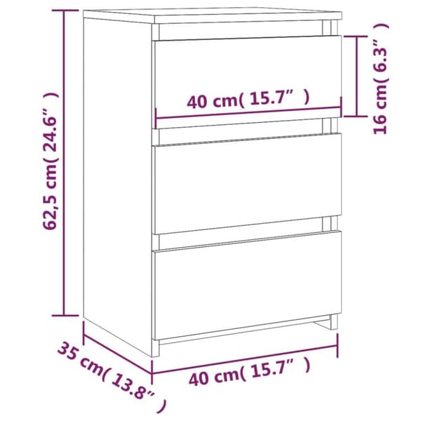 vidaXL Nattbord 2 stk grå sonoma 40x35x62,5 cm konstruert tre