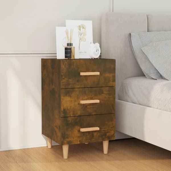 vidaXL sengebord 40x40x66 cm konstrueret træ røget egetræsfarve
