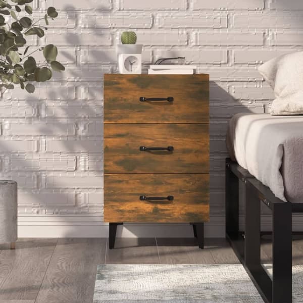 vidaXL sengebord 40x40x66 cm konstrueret træ røget egetræsfarve