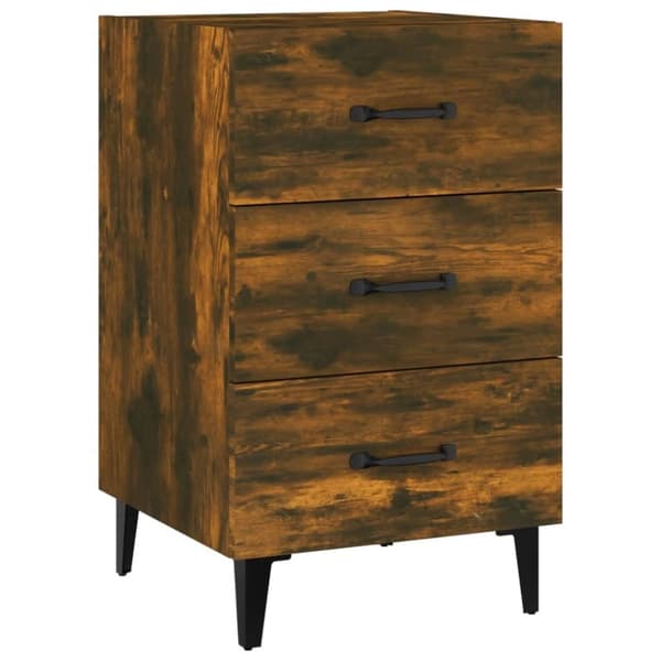 vidaXL sengebord 40x40x66 cm konstrueret træ røget egetræsfarve