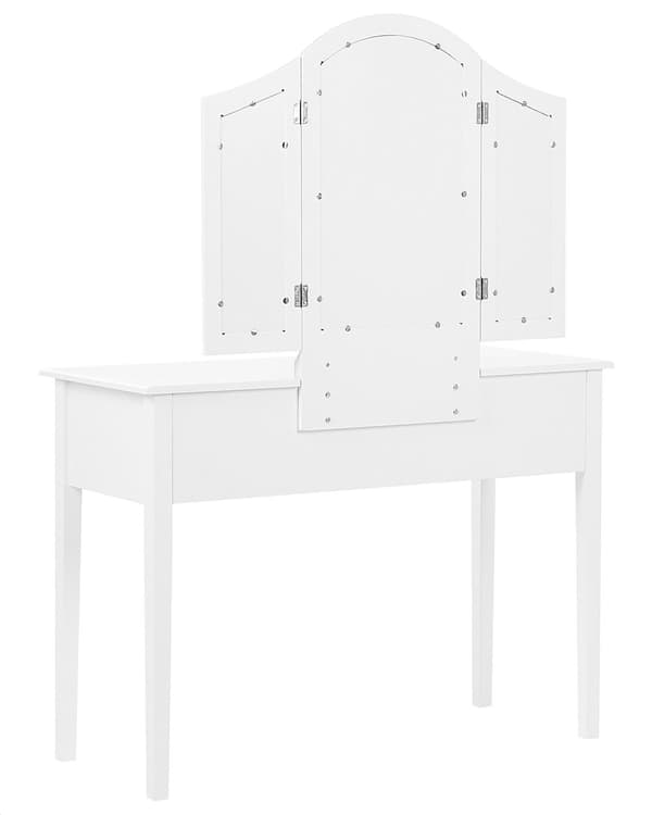 Sminkbord Vit MDF 95 x 45 x 144 cm 5 lådor Spegel Pall Vardagsrumsmöbler Retrodesign