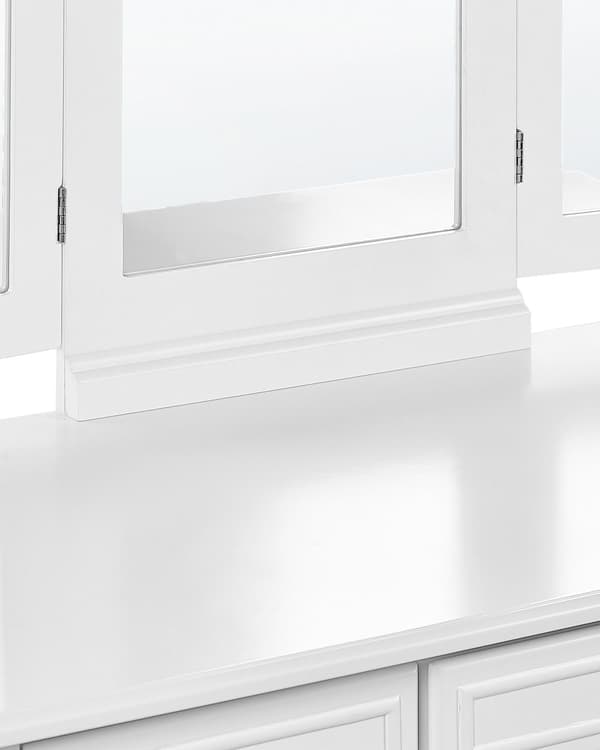 Sminkbord Vit MDF 95 x 45 x 144 cm 5 lådor Spegel Pall Vardagsrumsmöbler Retrodesign