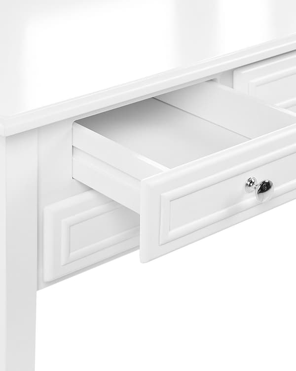 Sminkbord Vit MDF 95 x 45 x 144 cm 5 lådor Spegel Pall Vardagsrumsmöbler Retrodesign