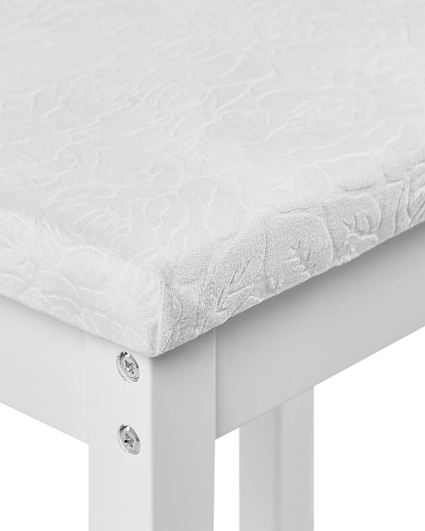 Sminkbord Vit MDF 95 x 45 x 144 cm 5 lådor Spegel Pall Vardagsrumsmöbler Retrodesign