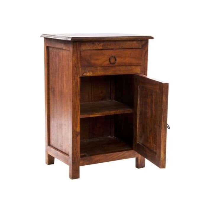 Massivt akaciaträ Sängbord 1 Låda 1 Skåp 0,000000