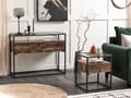 Miniatyrbillede 4 af 9: Sidebord i Mørkt Træ med sort Metalstel og Glasplade 54 x 43 x 43 cm Opbevaringsfunktion Rektangulært moderne design