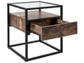 Miniatyrbillede 5 af 9: Sidebord i Mørkt Træ med sort Metalstel og Glasplade 54 x 43 x 43 cm Opbevaringsfunktion Rektangulært moderne design