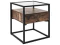 Miniatyrbillede 1 af 9: Sidebord i Mørkt Træ med sort Metalstel og Glasplade 54 x 43 x 43 cm Opbevaringsfunktion Rektangulært moderne design