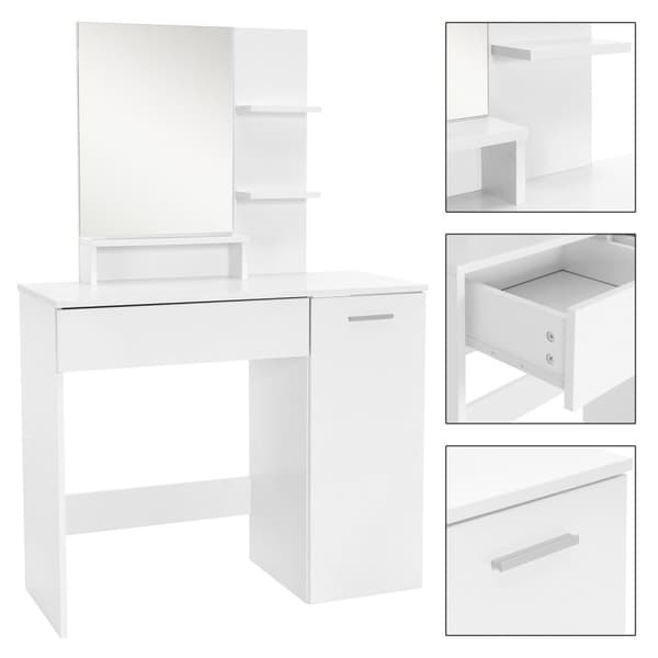 Garderobeskab med spejl 90x38x138 cm Hvid MDF ML-Design