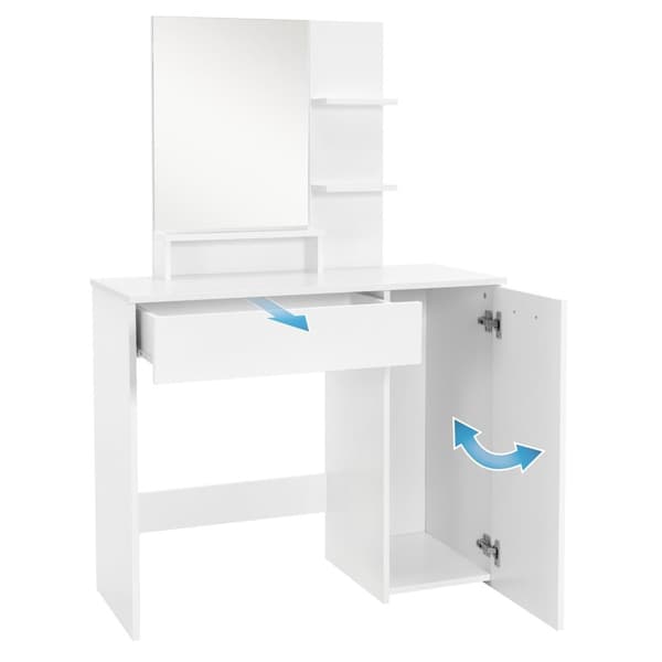 Garderobeskab med spejl 90x38x138 cm Hvid MDF ML-Design