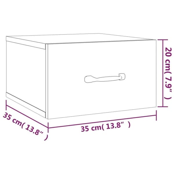 vidaXL Veggmontert nattbord 2 stk betonggrå 35x35x20 cm