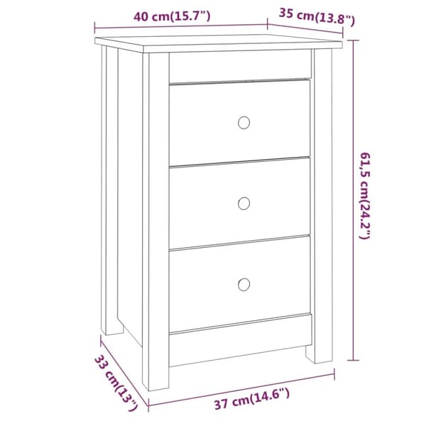 vidaXL Nattbord 2 stk 40x35x61,5 cm heltre furu